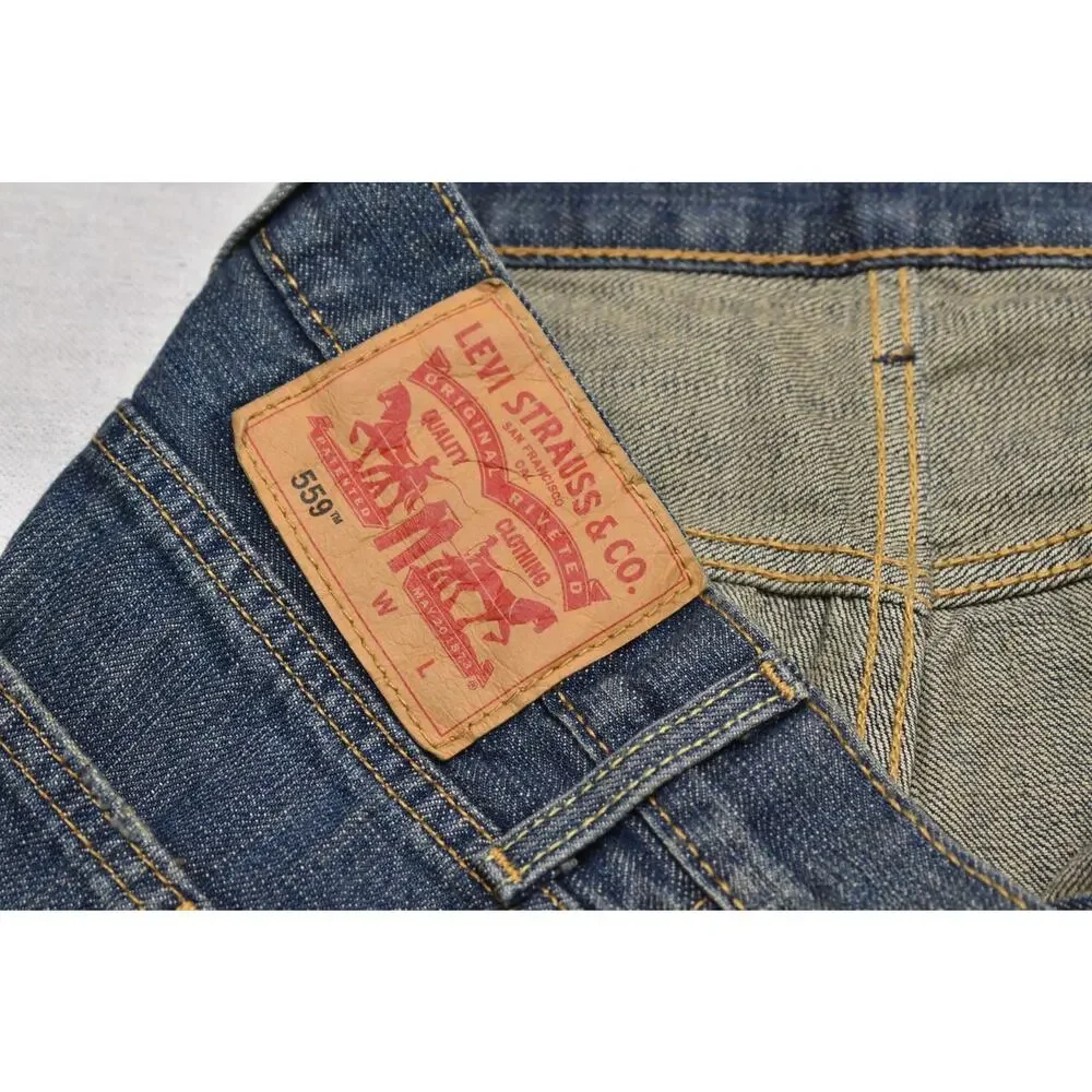 Levi's 559 Relaxed Straight Leg Jeans Men's Size 46x32 Dark Wash Denim Blue